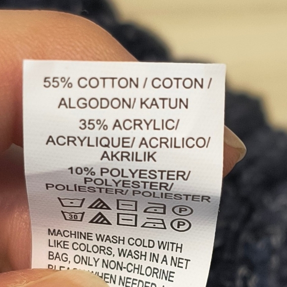 Lucky Brand Men's Quarter Zip Chunky Knit Neck Jumper Sweater Blue Medium Preppy - Picture 10 of 10